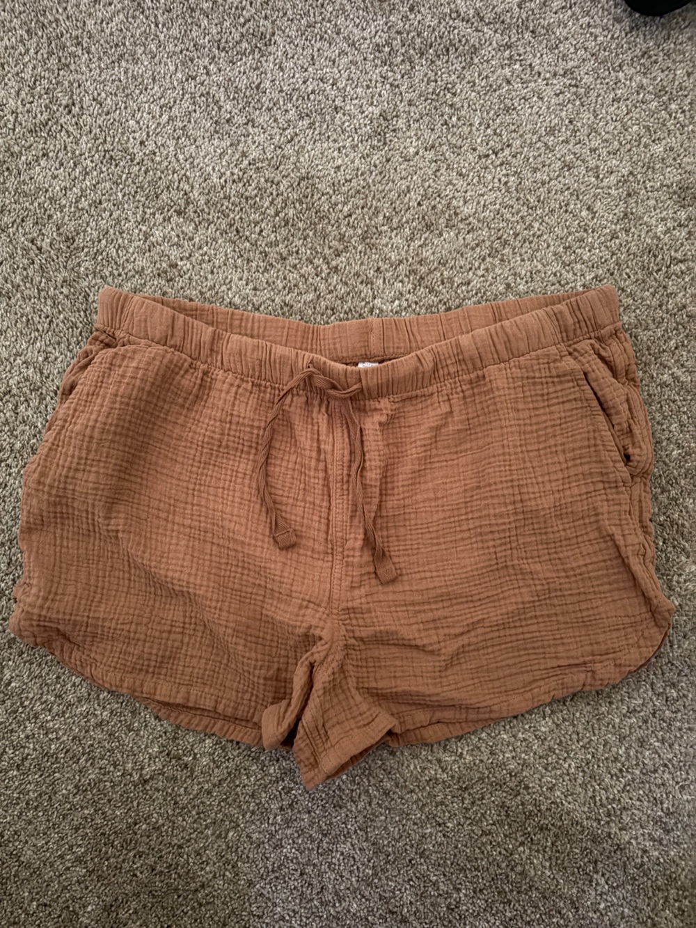 stars above Rust Brown Gauze Athletic Lounge Shorts
